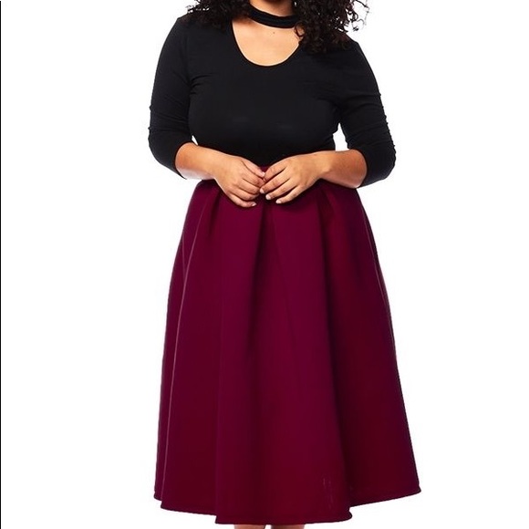 Burgundy calf skater skirt - Picture 1 of 1